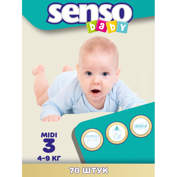Senso Baby Подгузники для детей Midi 3/М (4-9 кг) 70 шт. - Акушерство.Ru