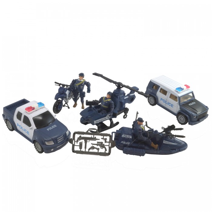 Игровые наборы HK Industries Игровой набор Полицейские, машины, грузовики, вертолет, лодка игровой набор hk industries полицейские полицейская машина вертолет башня 8835a