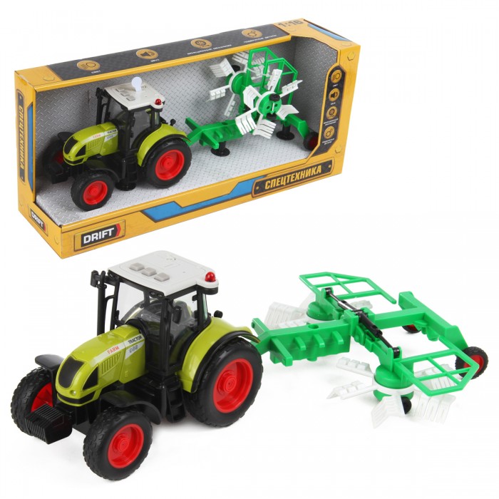Машины Drift Трактор с валкообразователем Farmland 1:16 машины drift трактор с прицепом для сена farmland 1 16