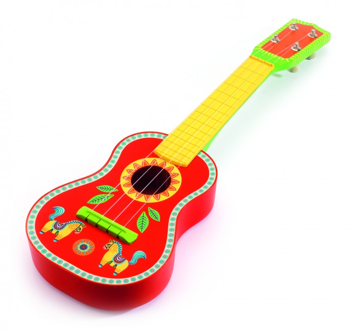 Музыкальные инструменты Djeco Гитара 4 струнное гитарное укулеле 14 дюймов фрукты гитара музыкальные инструменты обучающие игрушки для мальчиков и малышей