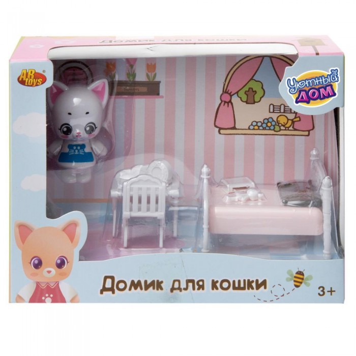 ABtoys Игровой набор Уютный дом Домик для кошки малый Спальня