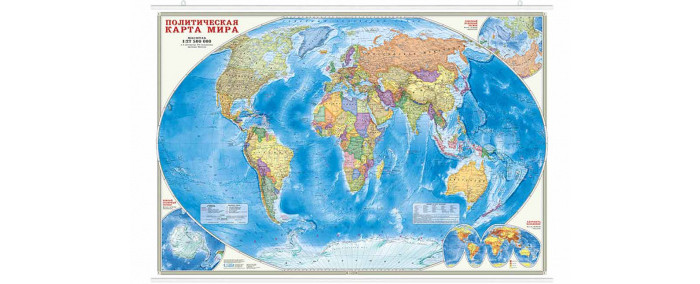 Геодом Карта настенная на рейках Мир Политический 101х69 см