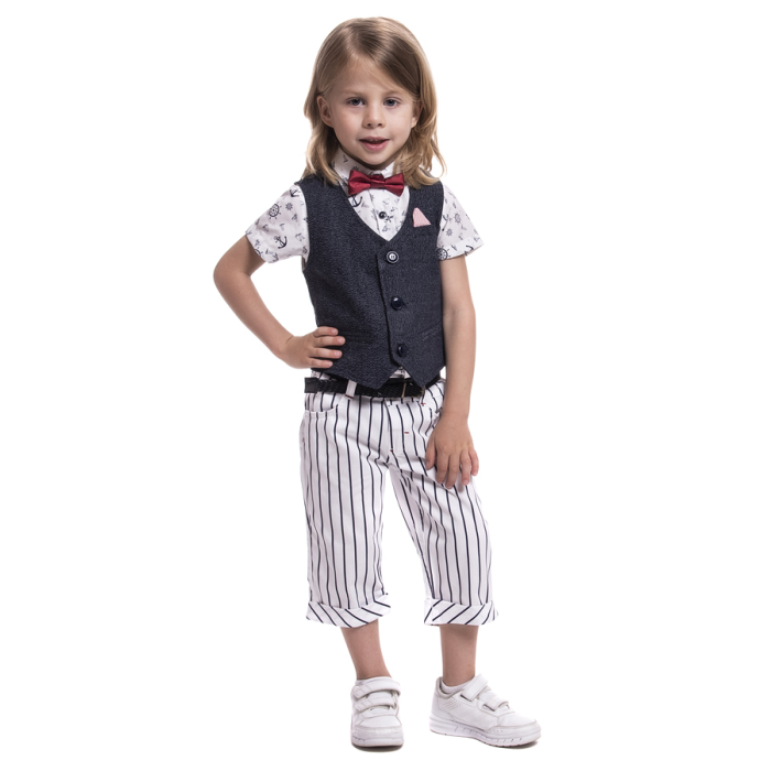 комплекты детской одежды cascatto комплект одежды для мальчика футболка бриджи g komm18 28 Комплекты детской одежды Cascatto Комплект одежды для мальчика (бриджи, рубашка, жилет, ремень, бабочка) G-KOMM18