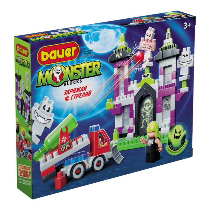 Конструктор Bauer Monster Blocks Средний дом с привидениями (155 элементов) геодом пазл с анимацией в тубусе дом с привидениями 40 деталей