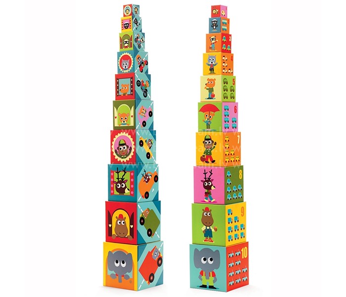 Развивающие игрушки Djeco Кубики-пирамида Машины