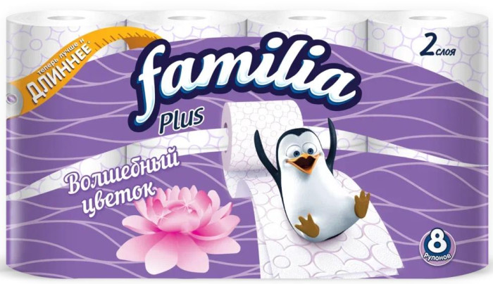  Familia Plus Туалетная бумага Волшебный цветок 2 слоя 8 шт.