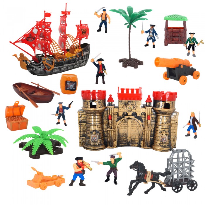 HK Industries  Игровой набор Пираты, пиратский корабль, замок со светом и звуком