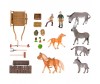  Masai Mara Набор фигурок животных На ферме (лошади, ослики, фермеры и инвентарь) - Masai Mara Набор фигурок животных серии На ферме ММ205-041