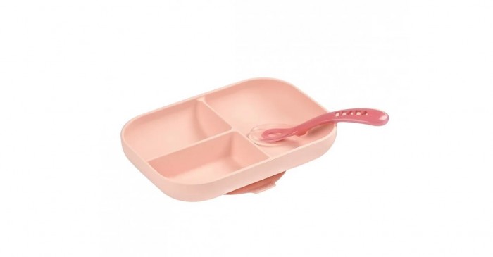 Beaba Набор посуды тарелка ложка Set repas silicone avec ventouse тарелка из силикона beaba silicone suction plate pink