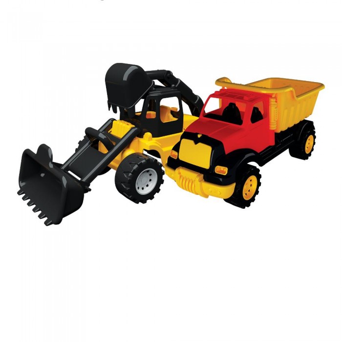 Машины Terides Набор Грузовик и Бульдозер с ковшом игрушка машина грузовик с конструктором 42дет 1