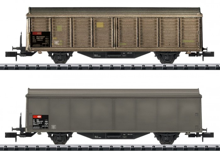 Железные дороги Trix Набор грузовых вагонов с раздвижными стенками железные дороги marklin дополнительный набор грузовых вагонов для железной дороги стройплощадка