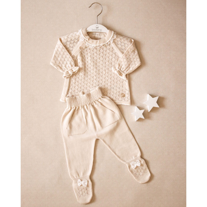 Комплекты детской одежды Leoking Костюм с бантиками (кофточка и ползунки) 10814 комплекты детской одежды leoking костюм кофточка и ползунки 8406