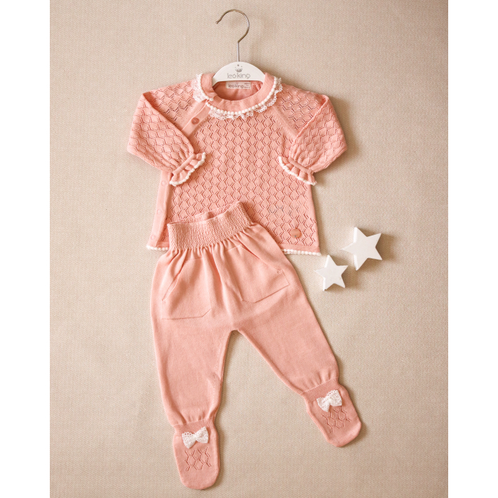 Комплекты детской одежды Leoking Костюм с бантиками (кофточка и ползунки) 10814