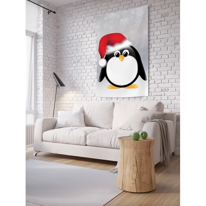 JoyArty Вертикальное фотопанно на стену Пингвин в шапке 200x150 см joyarty фотопанно на стену подарки к празднику 150x100 см