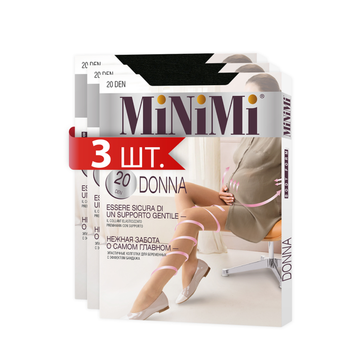 

MiNiMi Колготки женские для беременных с эффектом бандажа Donna 20 den 3 шт., Колготки женские для беременных с эффектом бандажа Donna 20 den 3 шт.