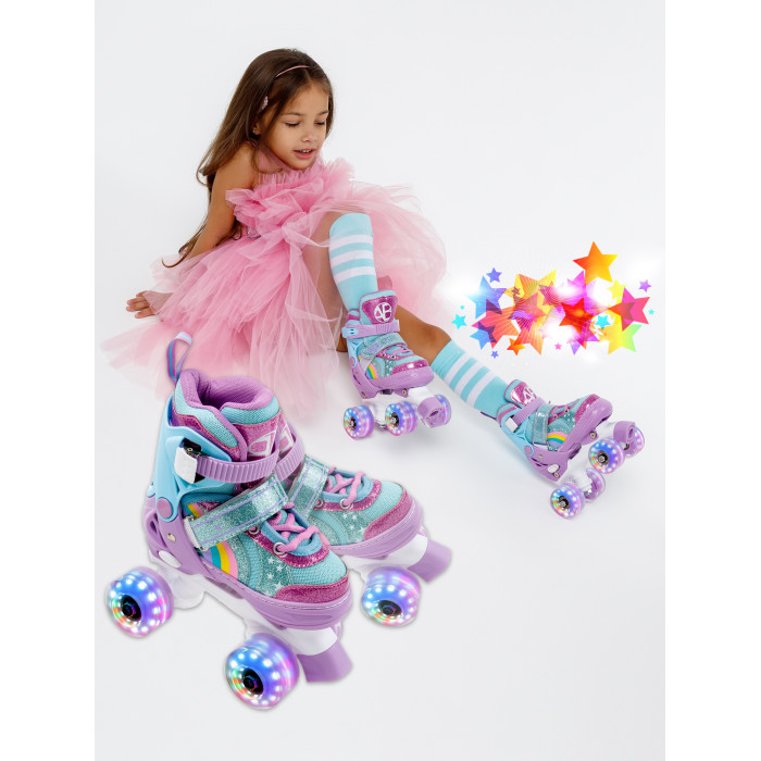 Детские ролики AmaroBaby раздвижные со светящимися колесами Disco электронные качели детские amarobaby happy swing серый