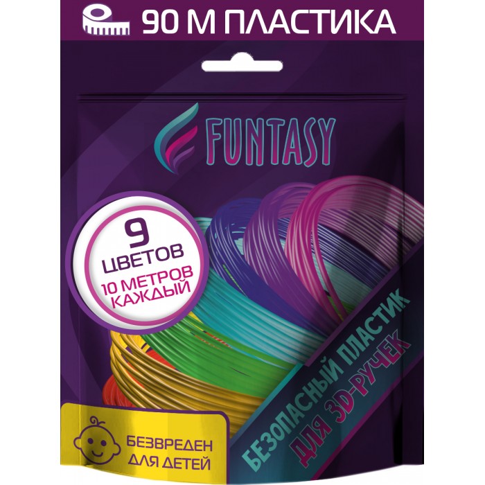 фото Funtasy набор pla-пластика для 3d-ручек 9 цветов по 10 м