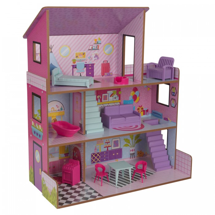 Кукольные домики и мебель KidKraft Кукольный домик Лолли с мебелью (10 предметов) кукольные домики и мебель kidkraft кукольный домик шарллота