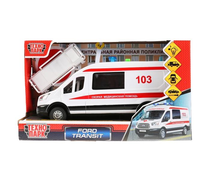 

Технопарк Инерционная машина Ford Transit Скорая со светом и звуком, Инерционная машина Ford Transit Скорая со светом и звуком