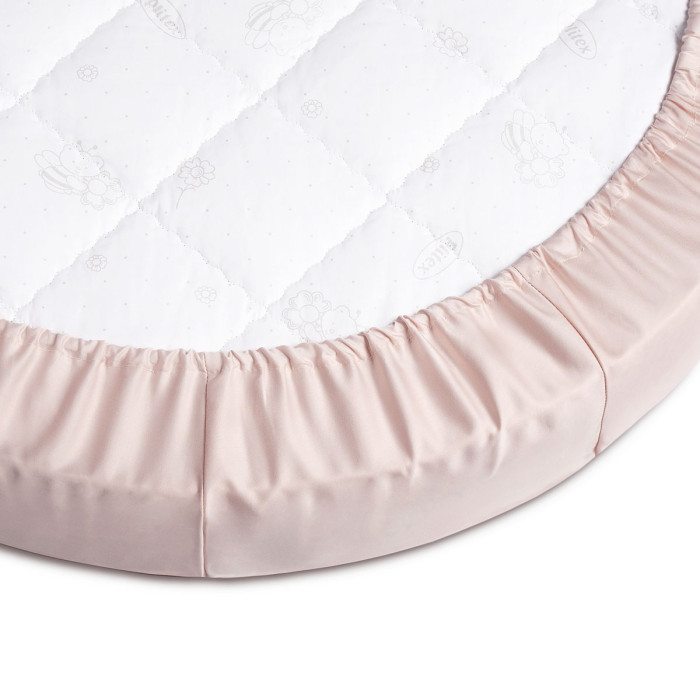 простыня на овальную кроватку perina 125х75 на резинке цвет розовый Простыни Perina Простыня из сатина овальная на резинке 125х75 см