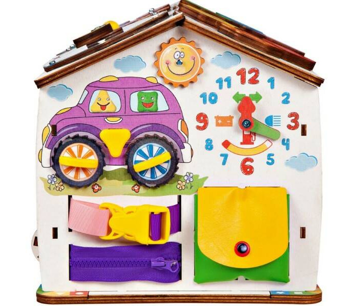 Развивающая игрушка Evotoys Домик Смайлики на машинке 25х25х29 см