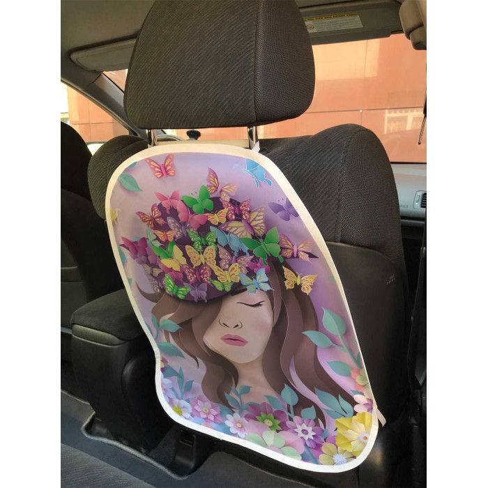 Аксессуары для автомобиля JoyArty Защитная накидка на спинку автомобильного сидения Девушка в бабочках и цветах