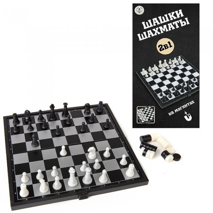 Настольные игры ABtoys Академия Игр Игра настольная Шахматы и шашки магнитные дорожный набор 2 в 1