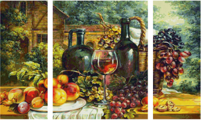 цена Картины по номерам Schipper Картина по номерам Триптих Натюрморт с виноградом 80х50 см