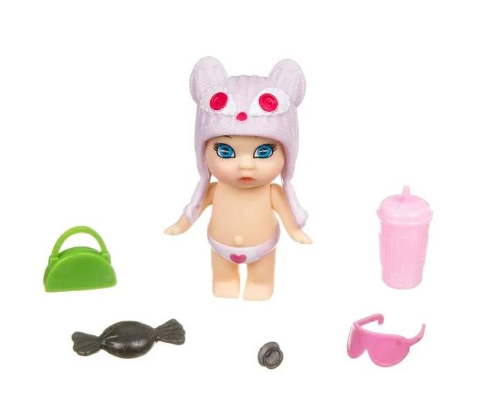 Bondibon Игровой набор OLY Кукла в баночке  шапочке-ушанке с животным и аксессуарами