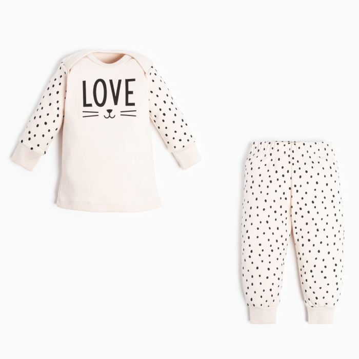 Комплекты детской одежды Крошка Я Комплект Love в горошек (джемпер и брюки)