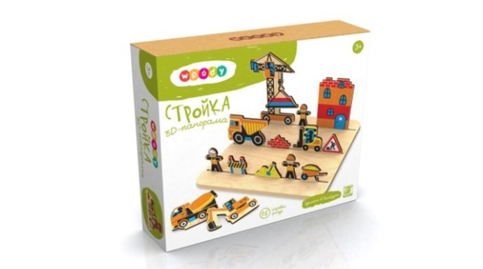 

Деревянная игрушка Woody 3D-панорама Стройка, 3D-панорама Стройка