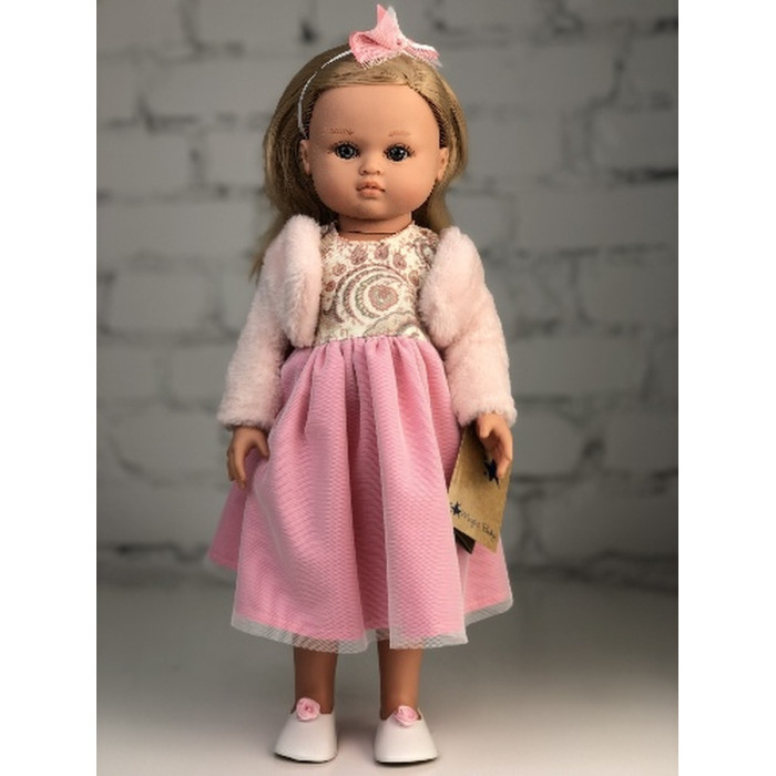 Куклы и одежда для кукол Lamagik S.L. Кукла Нэни блондинка в розовом платье и меховой кофточке 42 см куклы и одежда для кукол lamagik s l кукла нэни без одежды 42 см