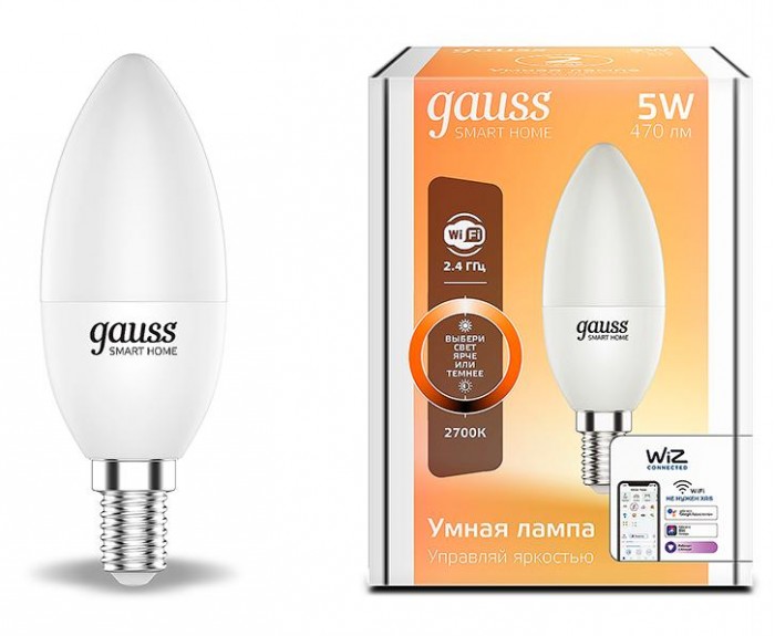 Светильник Gauss Лампа Светодиодная Smart Home DIM E14 C37 5 Вт 2700К
