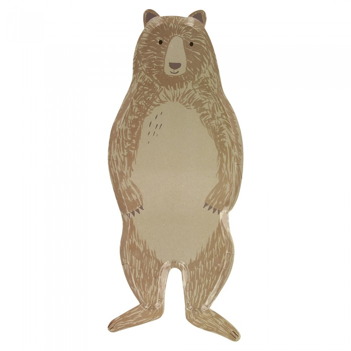 Товары для праздника MeriMeri Тарелки Лес в форме медведя 8 шт.