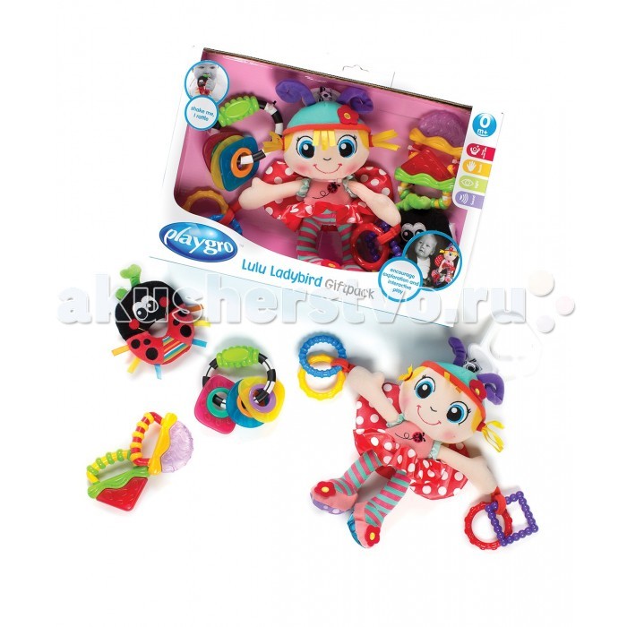 фото Погремушка playgro игровой набор божья коровка лулу 0183452