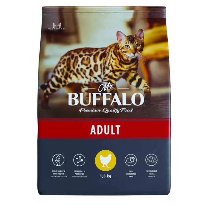 Mr.Buffalo Сухой корм Adult для кошек с курицей 1.8 кг B105 - фото 1