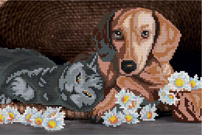 Фрея Кристальная мозаика Собака и кот 20x30 см ALVR-113 - фото 1