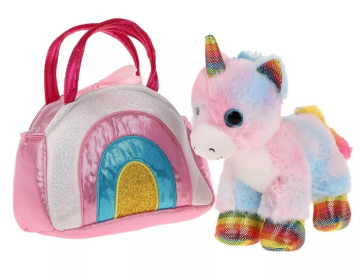Мягкая игрушка Fluffy Family Единорог Радуга в сумочке 18 см merimeri пакеты для подарков гостям радуга и единорог