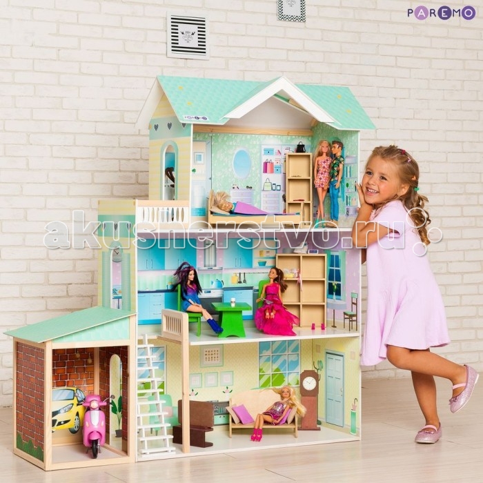 Кукольные домики и мебель Paremo Деревянный кукольный домик Жозефина Гранд с мебелью и гаражом (11 предметов)