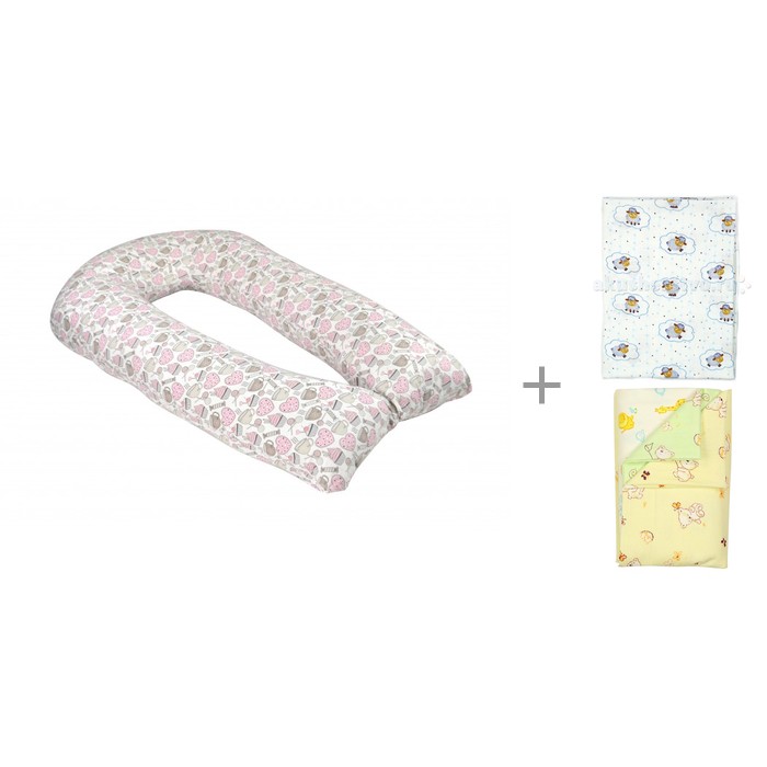 фото Forest kids подушка для беременных perla с наволочкой 340 см с пеленкой ситец и набором пеленок фланель