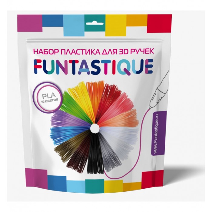 Funtastique Комплект ПЛА-пластика для 3D-ручек 10 цветов