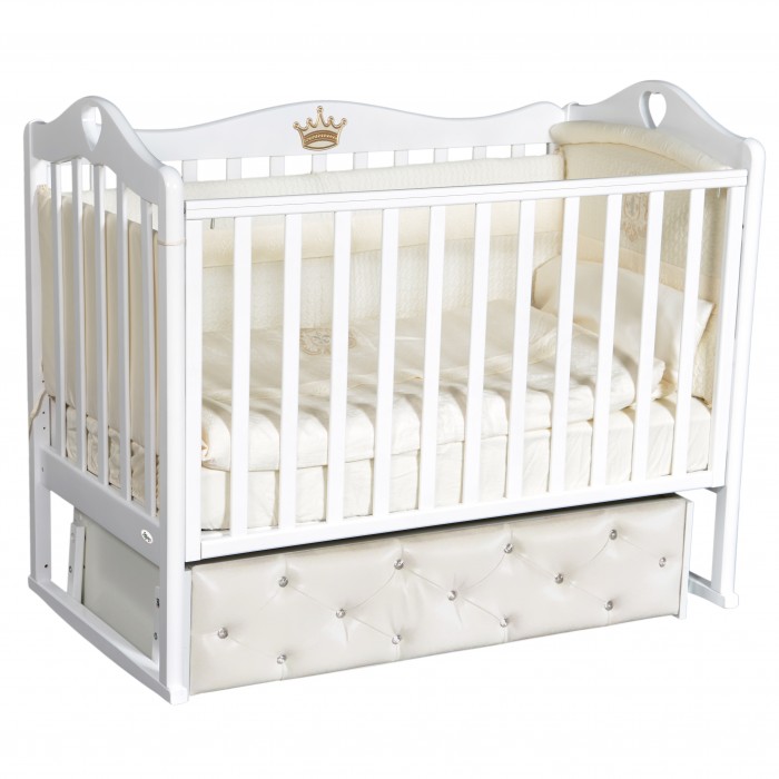 Детская кроватка Oliver Domenica Premium мягкий фасад, автостенка, ящик (универсальный маятник)