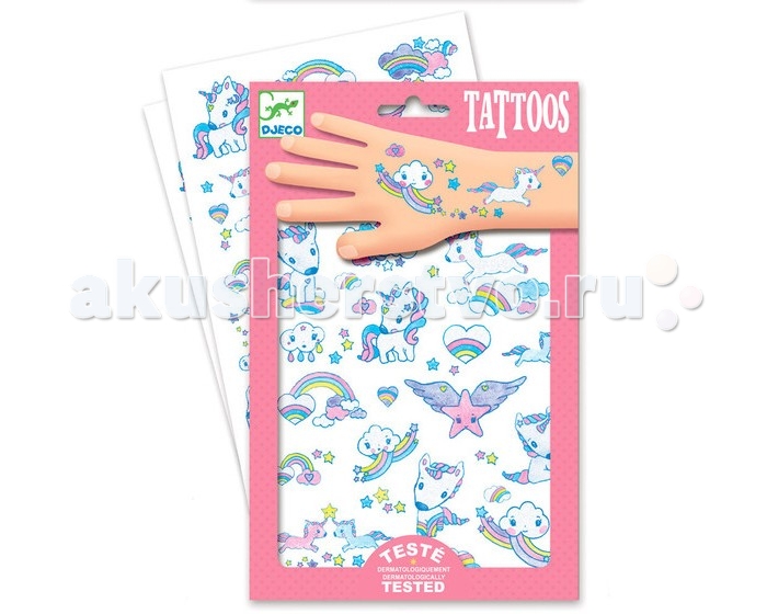 Наборы для творчества Djeco Татуировки Единорог детские наклейки djeco набор наклеек мода