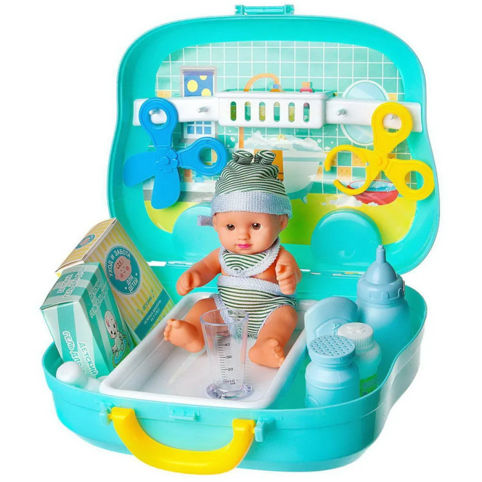 Ролевые игры ABtoys Чудо-чемоданчик на колесиках Мой малыш: набор для ухода за новорожденным с аксессуарами