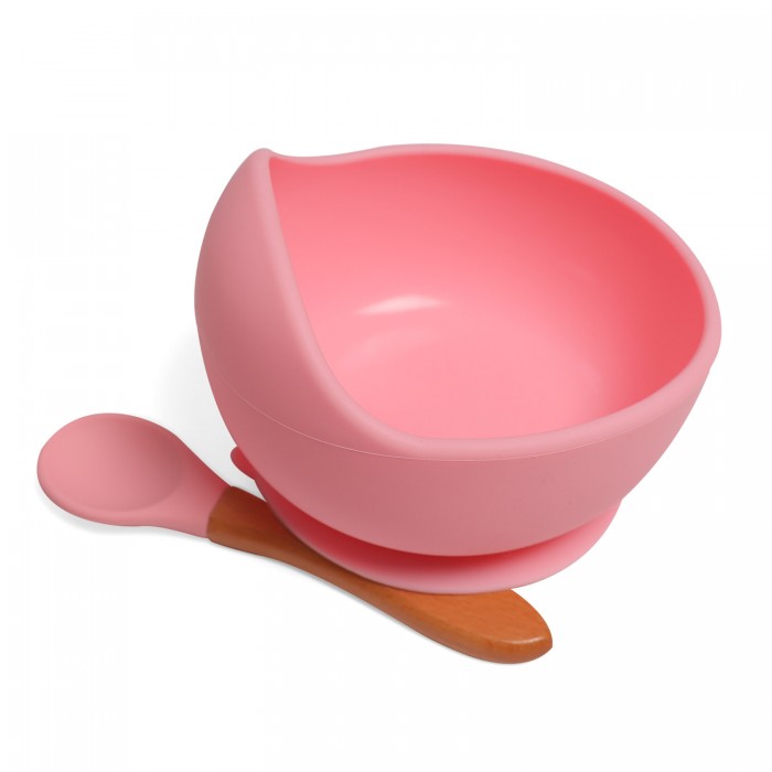 Посуда Baby Nice (ОТК) Комплект детской посуды из силикона: тарелка на присоске с ложкой безопасная детская столовая тарелка однотонная милая мультяшная детская тарелка на присоске тренировочная посуда для детей миски для ко
