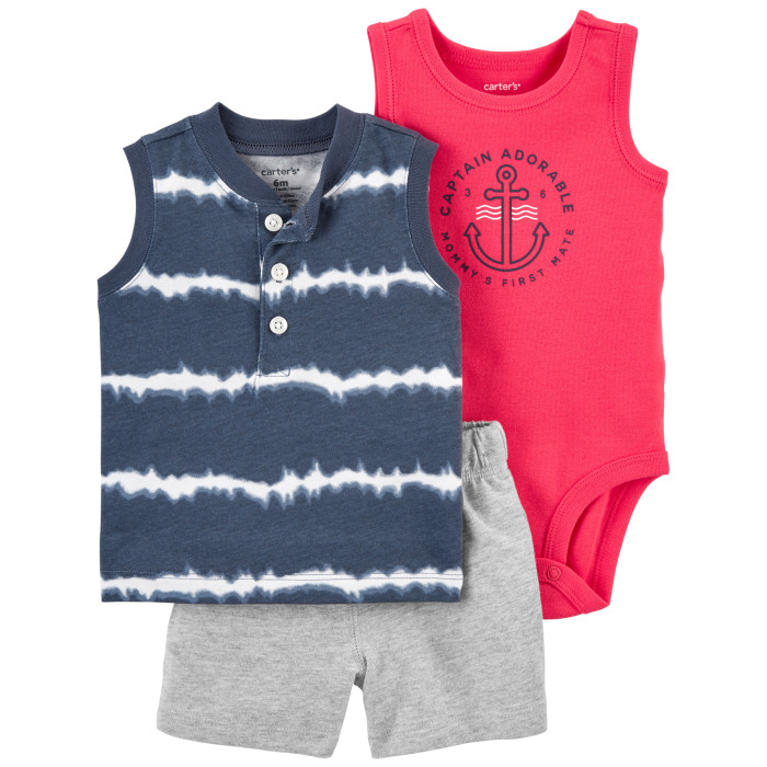 Комплекты детской одежды Carter's Комплект для мальчика 3 предмета (боди, шорты, майка) цена и фото