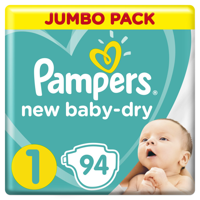  Pampers Подгузники New Baby-Dry для новорожденных р.1 (2-5 кг) 94 шт.