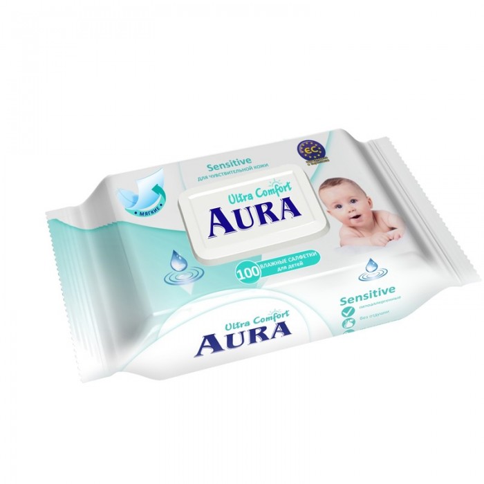  Aura Ultra Comfort Влажные салфетки для детей Алое+Витамины 100 шт.