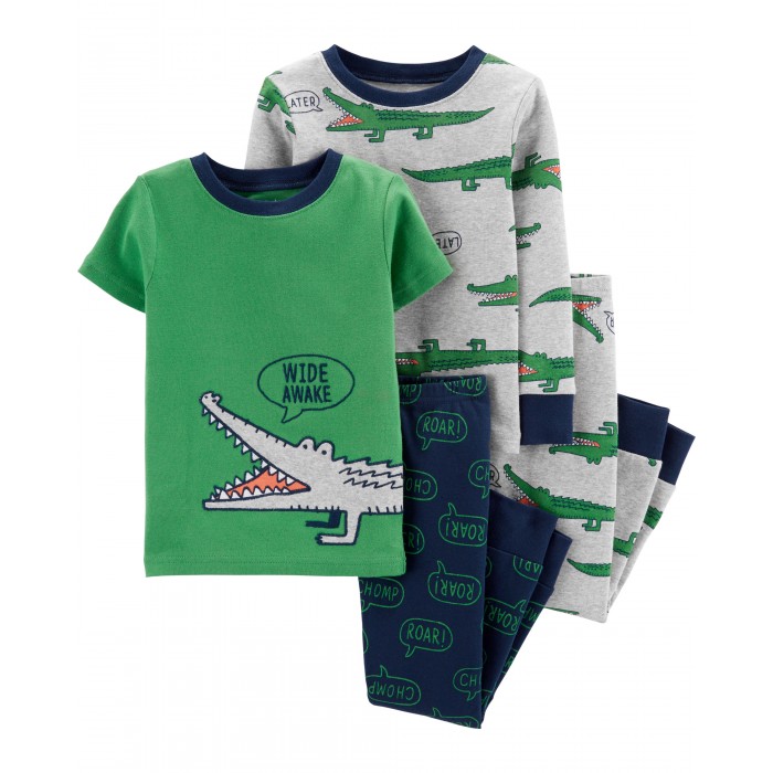 Домашняя одежда Carter's Пижама для мальчика с крокодилами (4 предмета) цена и фото