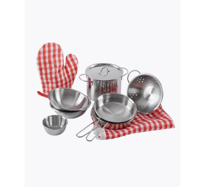 Ролевые игры ABtoys Помогаю Маме Набор посуды металлической для кухни 10 предметов